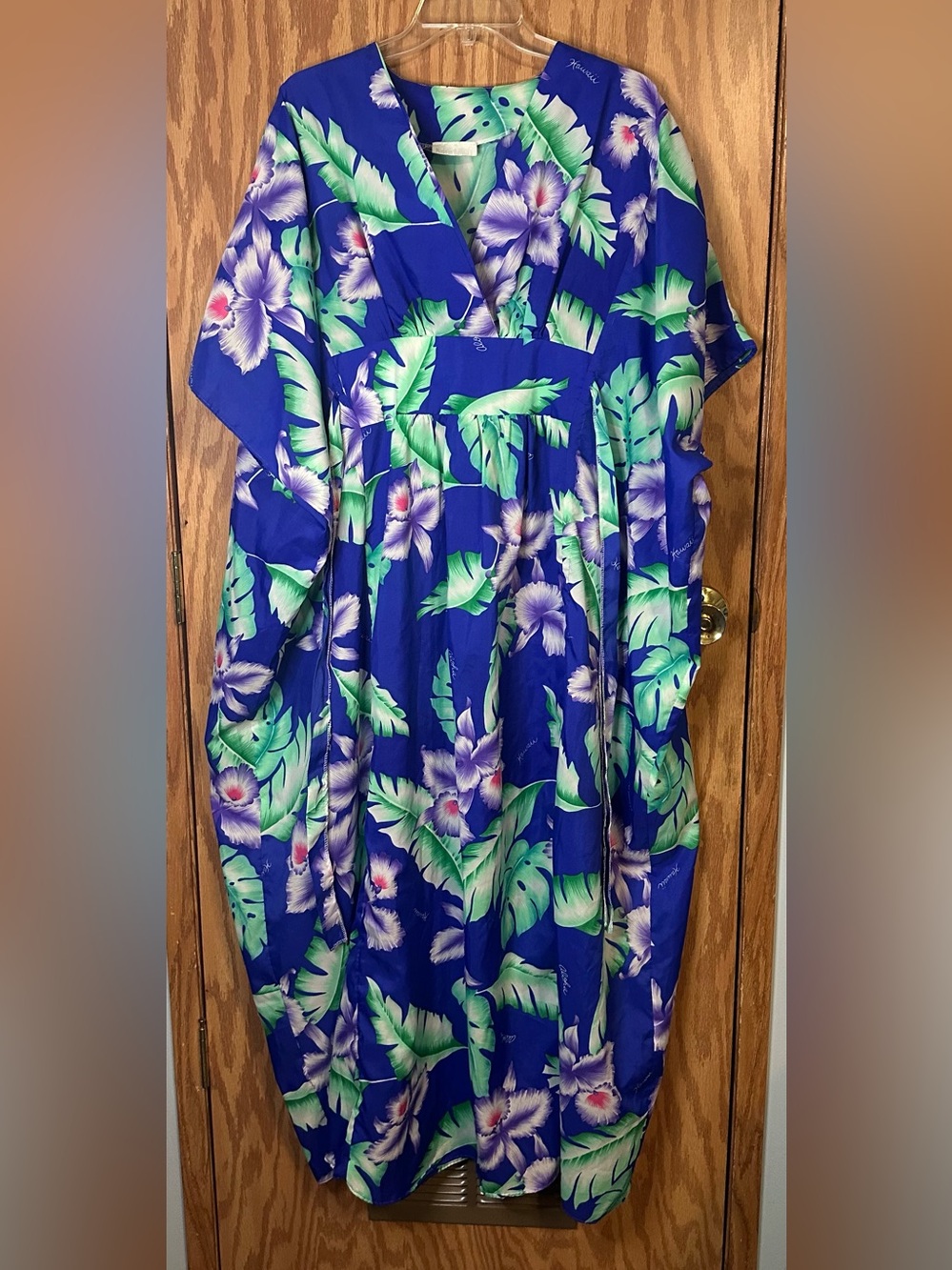 Tropical Hawaiian Vintage Caftan Maxi Dress One Size Fits Most - Adjustable Belt